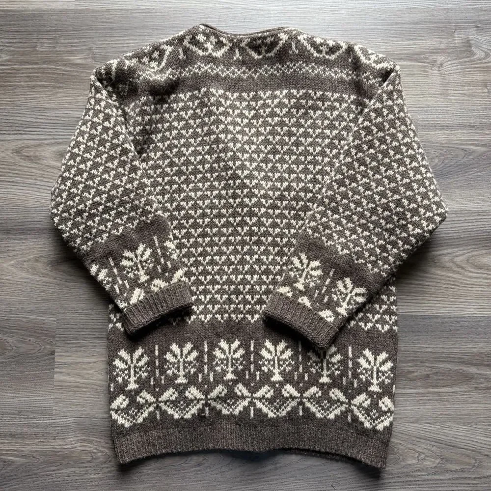 Vintage LL Bean Cardigan Sweater Mens Small S Wool Birdseye Fair Isle USA